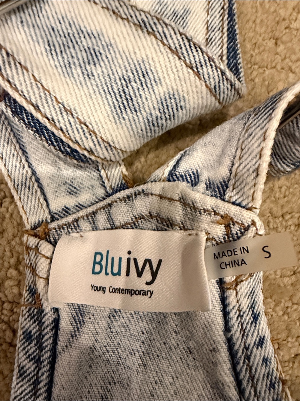 Bluivy Acid Wash Denim Short Overalls in Light Blue - Picture 2 of 3
